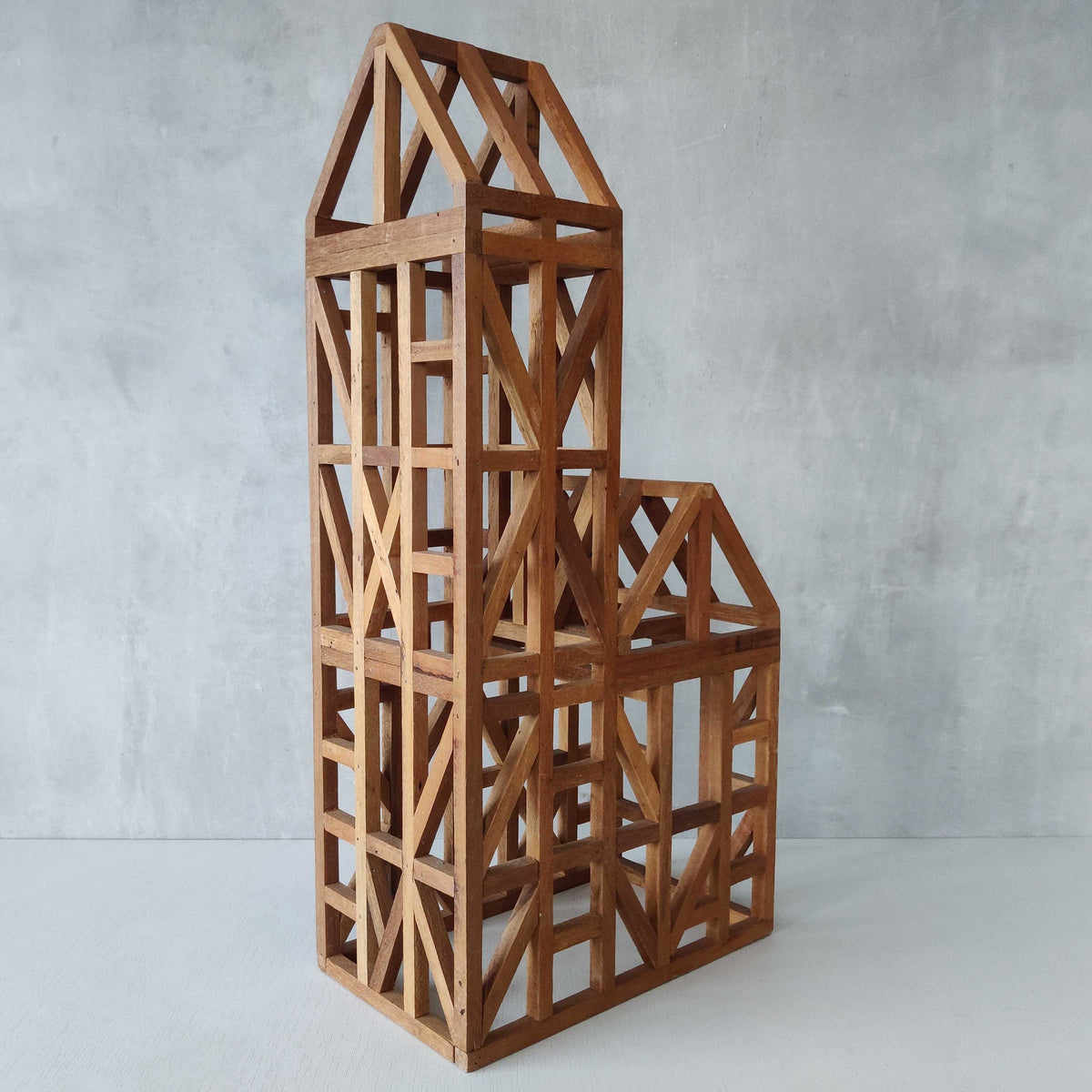 A 20th century handmade hardwood architectural framework model