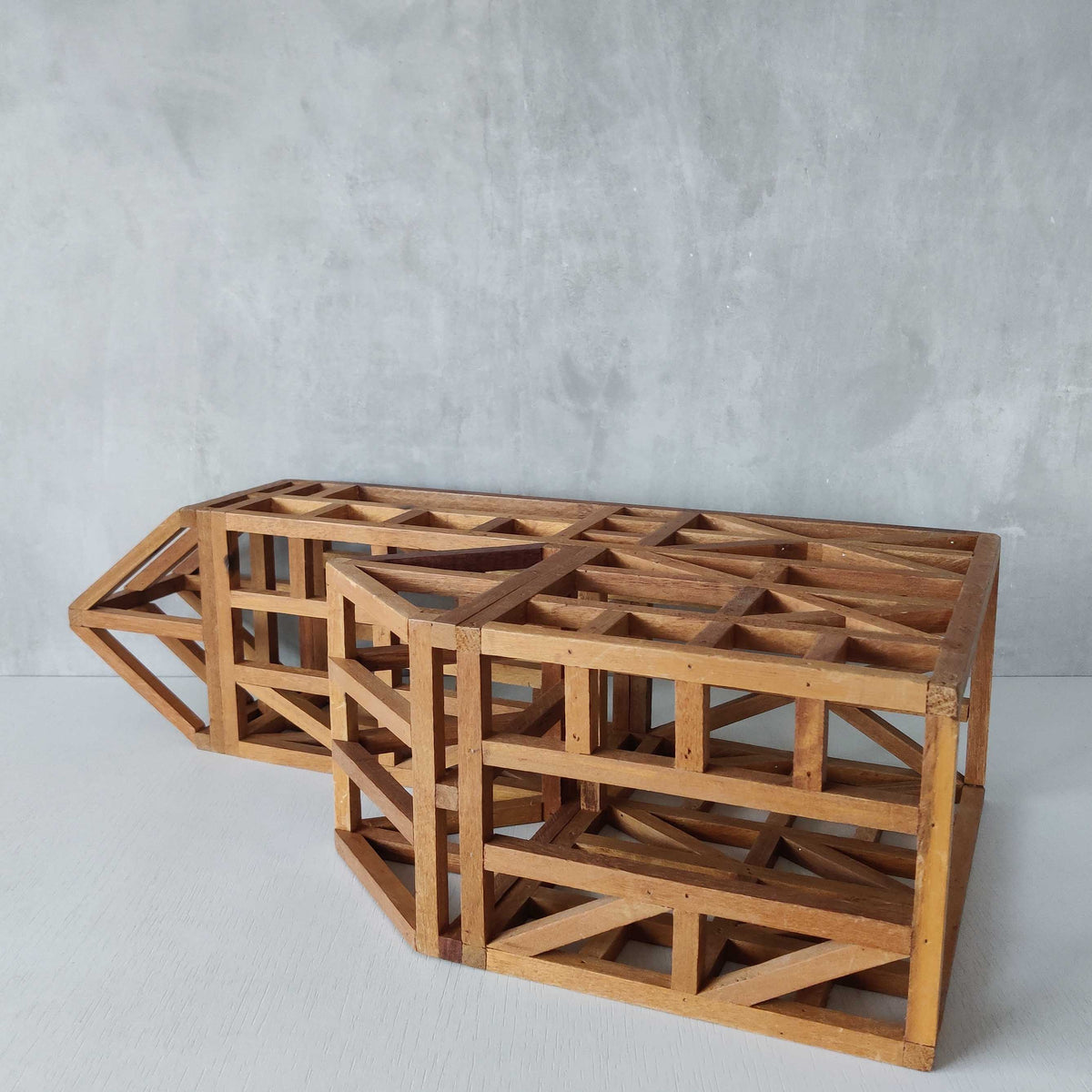 A 20th century handmade hardwood architectural framework model