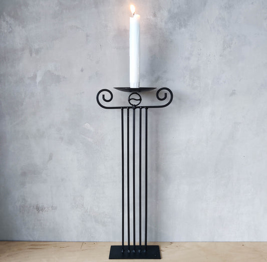 Vintage welded metal Ionic column pillar large candle holder