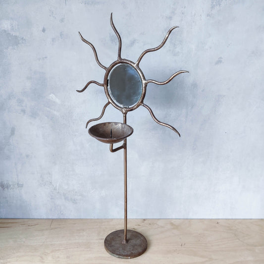 Sun mirror candle holder