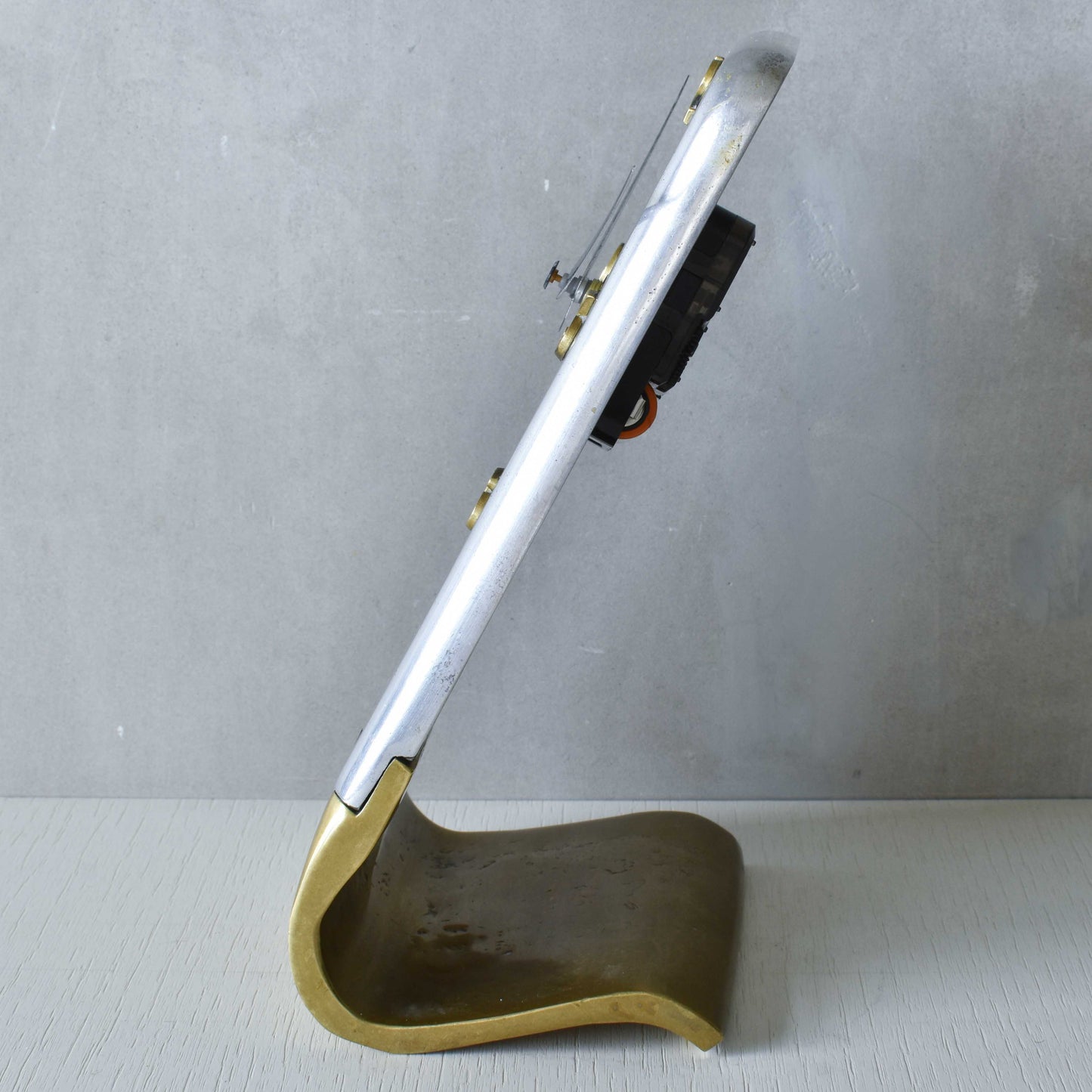 A vintage Ardisur David Marshall school brutalist cast bronze and aluminium clock