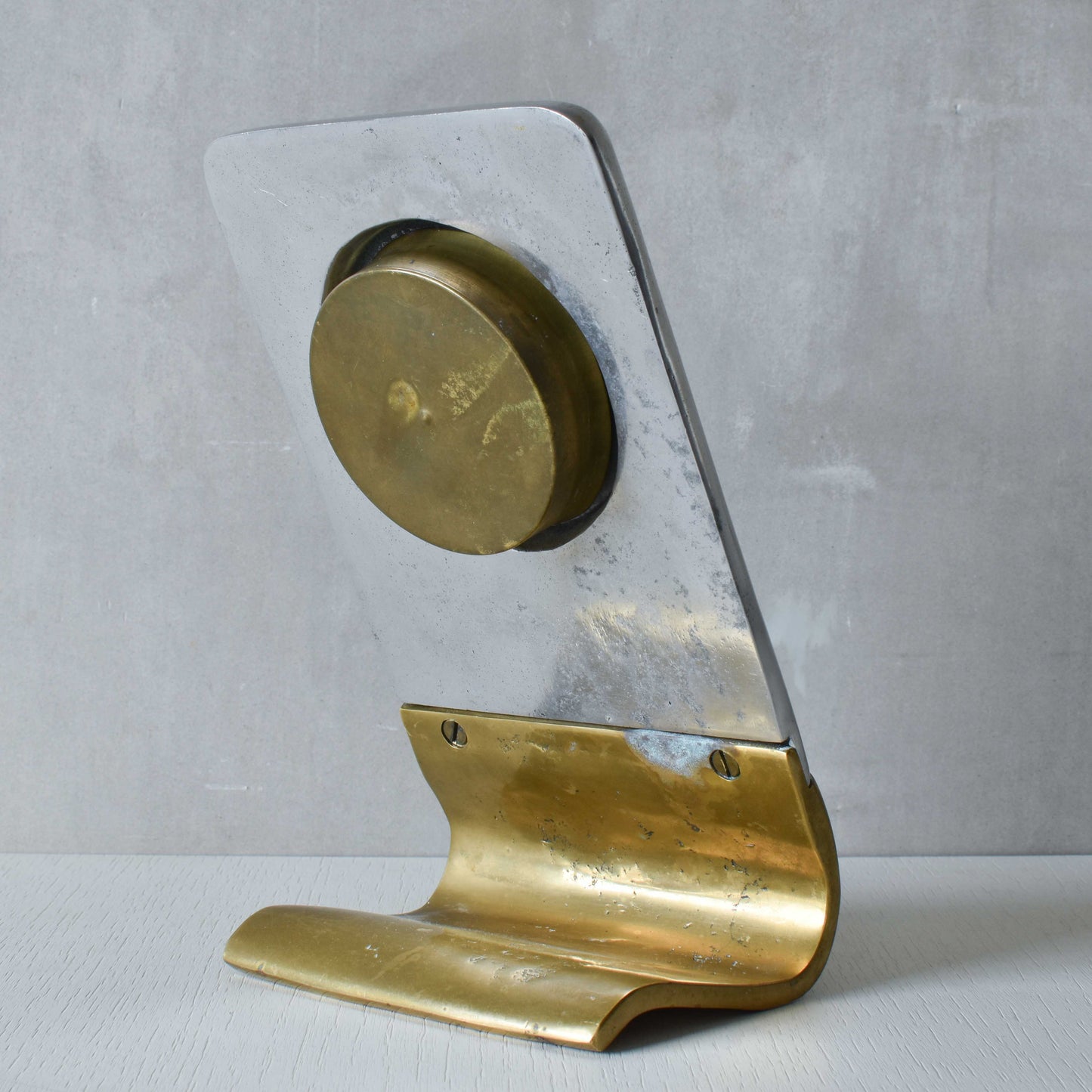 A vintage Ardisur David Marshall school brutalist cast bronze and aluminium clock