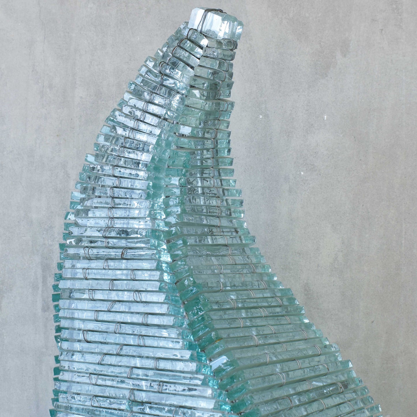 A 1970s stacked glass shard sculptural twisted pyramid lamp