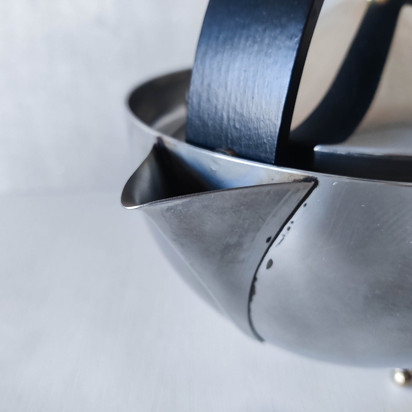 1980s Carsten Jorgensen stainless steel and brass 'Teabowl' teapot for Bodum