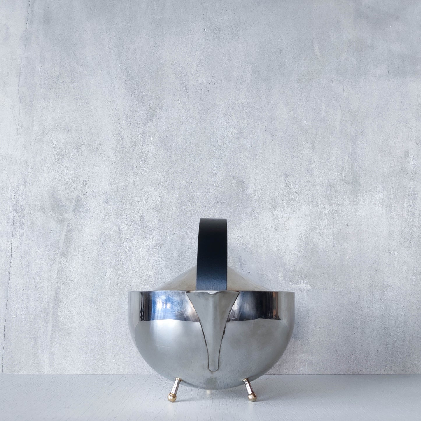 1980s Carsten Jorgensen stainless steel and brass 'Teabowl' teapot for Bodum