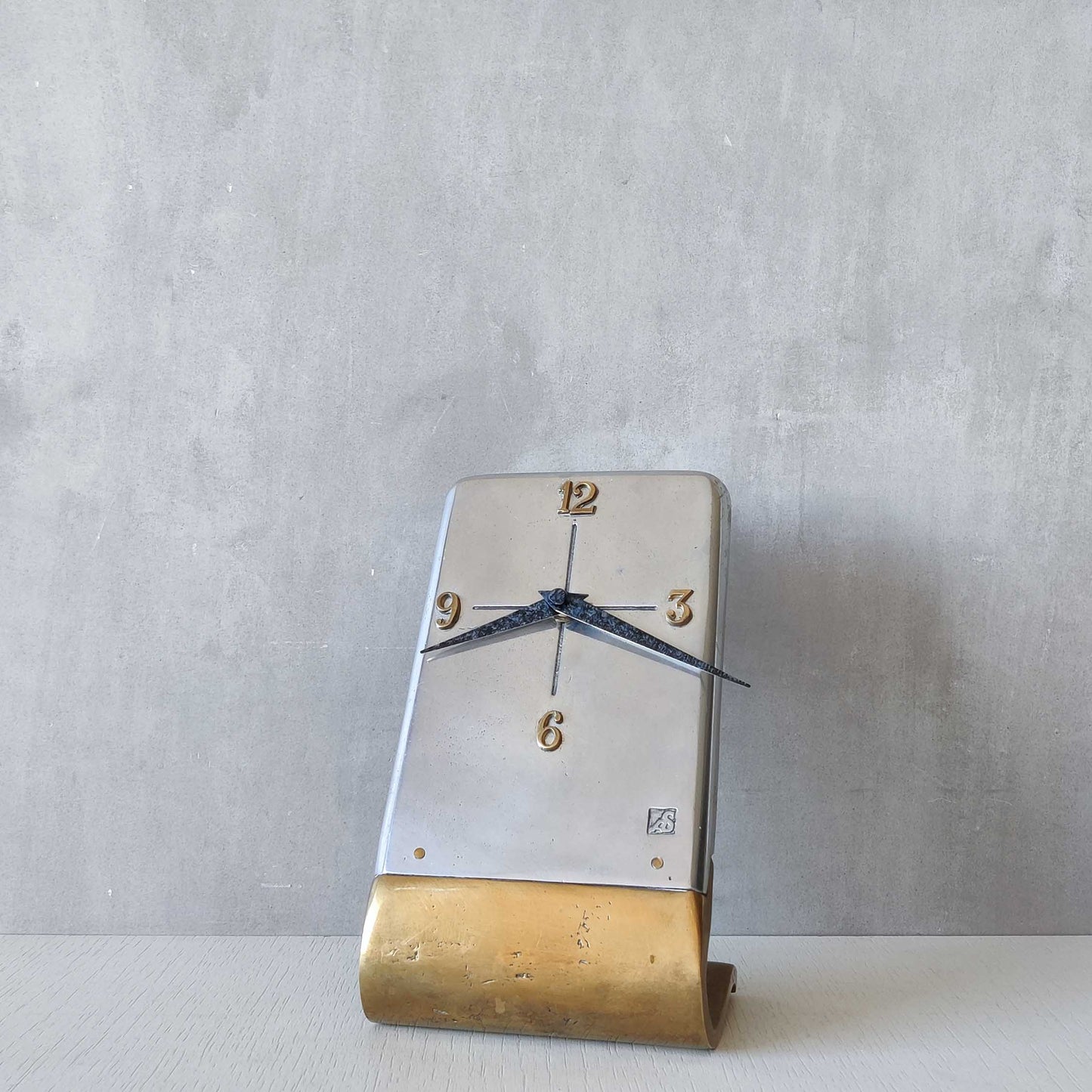 A vintage Ardisur David Marshall school brutalist cast bronze and aluminium clock