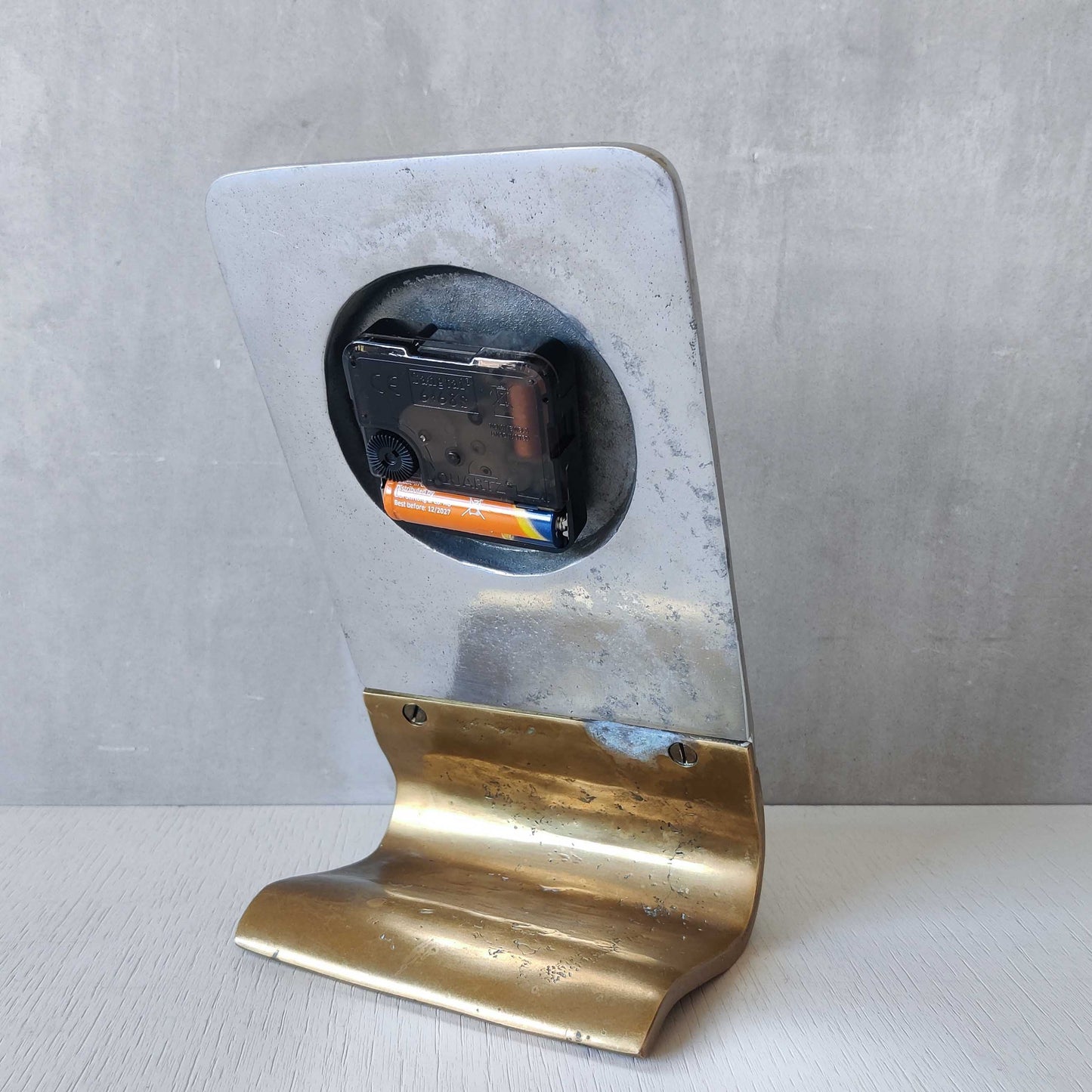 A vintage Ardisur David Marshall school brutalist cast bronze and aluminium clock