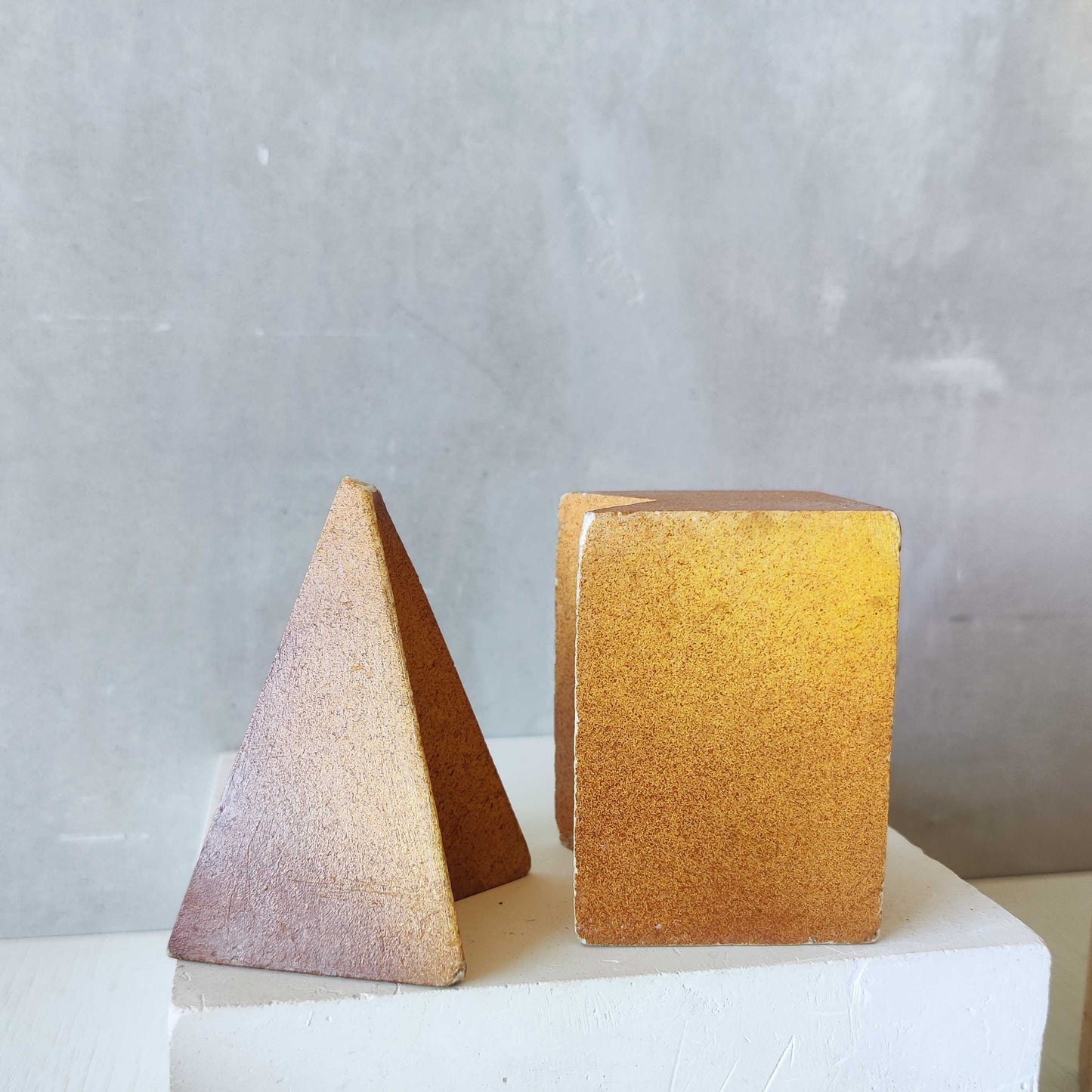 A set of 10 painted cast plaster 1950s geometric solids architectural models