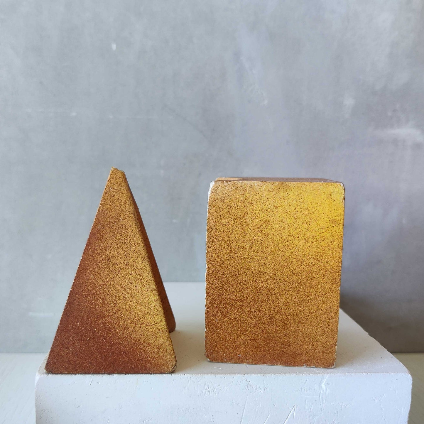 A set of 10 painted cast plaster 1950s geometric solids architectural models