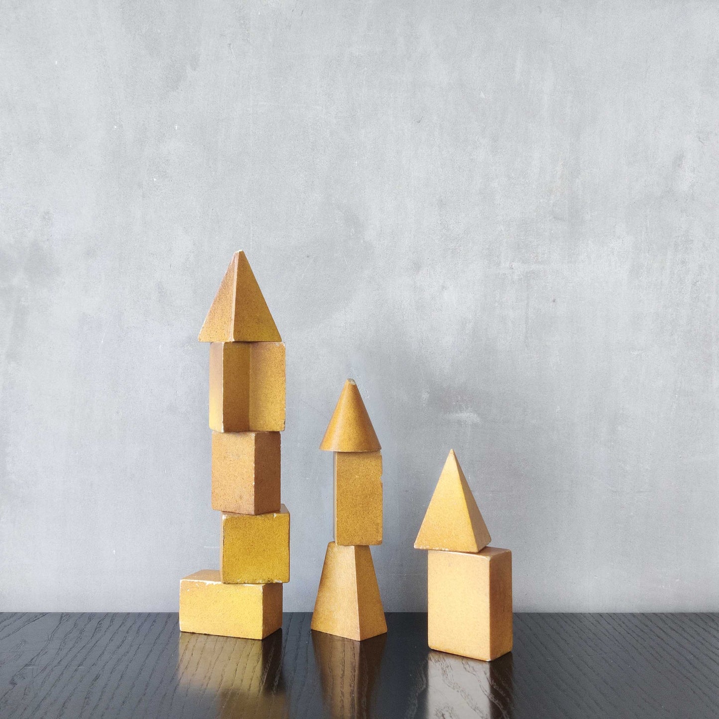 A set of 10 painted cast plaster 1950s geometric solids architectural models