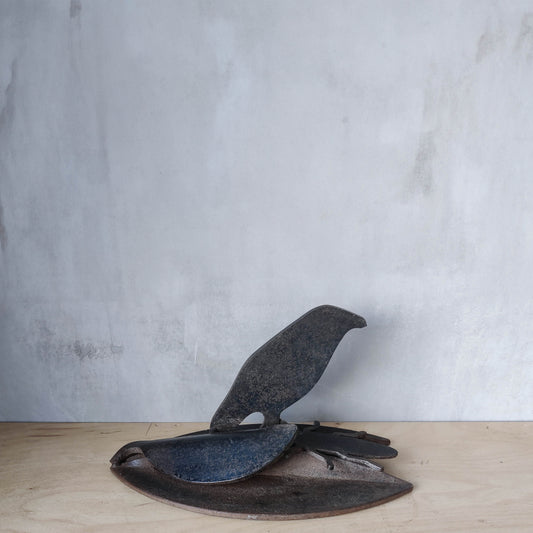 Welded steel crow sculpture