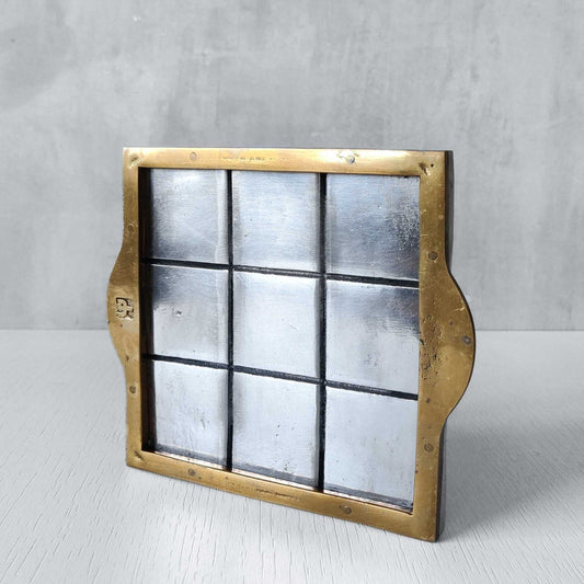 Vintage David Marshall sand cast brass and aluminium small gridded tray